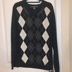 thrifted oversized argyll patterned sweater